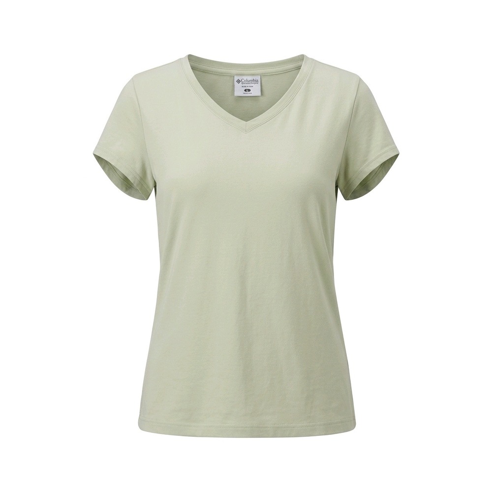 Columbia Womens Sage Green V-Neck Short Sleeve Organic Cotton T-Shirt AL6255 L